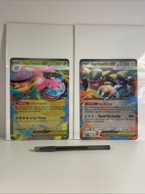 Jumbo Lenticular Pokémon EX Holo Card Lot—Mega Venusaur EX & Mega Kangaskhan EX